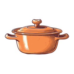 Wall Mural - Soup boils in enamel stew pot on stove