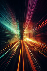 colorful light diffraction on dark background generative ai