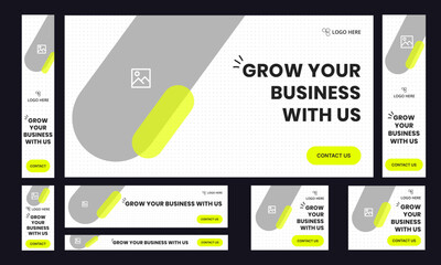 Wall Mural - Business grow set of web banner template design for social media posts, minimal business web banner template design, fully editable vector eps 10 file format