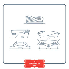 Sticker - Set of stadium icons Front view outline style Vector