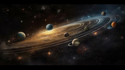 an astrology chart with planetary alignment illustration. generative ai.