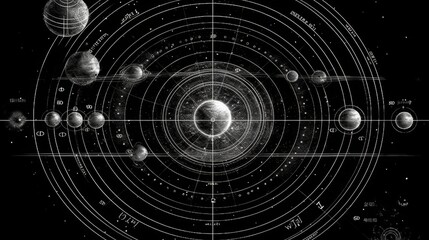 an astrology chart with planetary alignment illustration. generative ai.