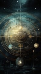 an astrology chart with planetary alignment illustration. generative ai.