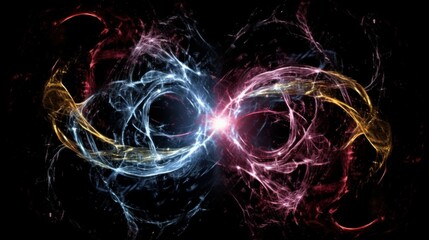Wall Mural - a digital illustration of quantum entanglement with fractal like energy. generative ai.
