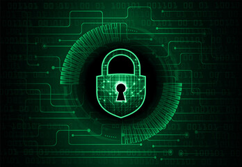 closed padlock on digital background, cyber security
