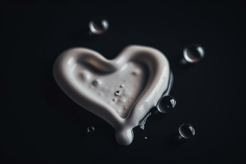 Wall Mural - Heart-shaped milk droplet. Generative AI