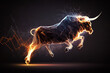 Angry bull, stock market, stocks, wall street, finance, financial, forex, trading, cryptocurrencies, cryptocurrency, crypto. Generative AI