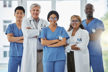 Wall Mural - we are each competent and have a vital contribution to share. portrait of a group of medical practit