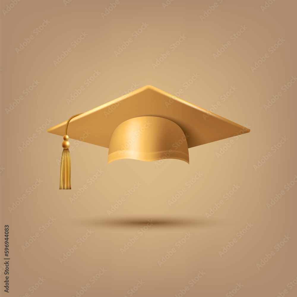 Vector 3d Realistic Brown, Yellow, Golden Graduate College, High School ...