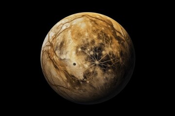 Wall Mural - detailed close-up view of a planet against a dark space background. generative ai