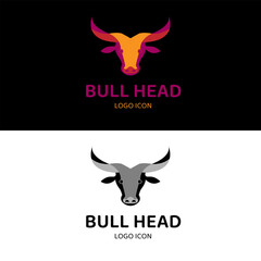 Wall Mural - Bull head with big horn for colorfull and retro vintage ranch farm logo design