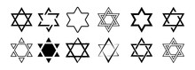 Star Of David Icon Set. Judaism Sign. Six Pointed Star. Vector Isolated On White Background.