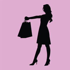 Wall Mural - silhouette of a woman with bags vector