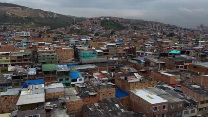 Wall Mural - aerial view of a shanty town in ciudad bolivar, bogota, colombia