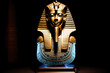 Egyptian Sphinx statue on a black background. Generative AI