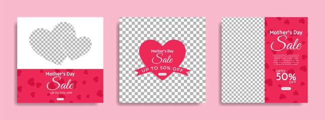 Mother's Day social media post collection template design