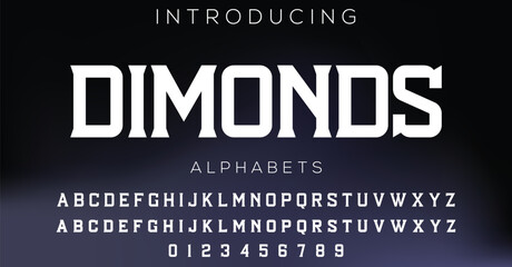 DIMONDS Luxury letter fonts and alphabet set. Modern tech typeface. Minimal font Logo design for company