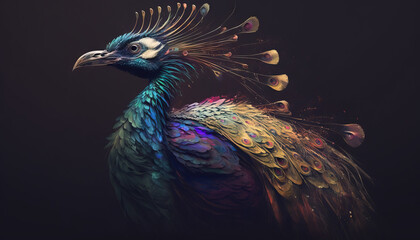 Naklejka na meble Peacock abstract wallpaper. Soft background with cute peafowl  bird in Pastel colors generative ai