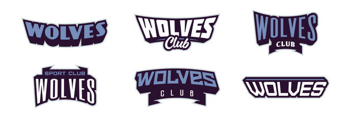 a set of bold fonts for wolf mascot logo. collection of text style lettering for esports, mascot log