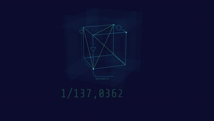 Wall Mural - looped animation of a wireframe cube hud element.