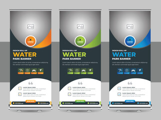 Wall Mural - modern roll up banner template, standee template, x-banner template, flag banner template