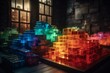 © Eudoxia - Colorful blocks of light. Generative AI