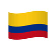Colombia flag - simple wavy vector icon with shading.