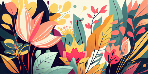 Wall Mural - modern colorful floral background wallpaper design (generative ai)