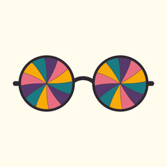 Wall Mural - Groovy sunglasses icon. Retro psychedelic glasses.Vector illustration in 70s, 80s style.Vector
