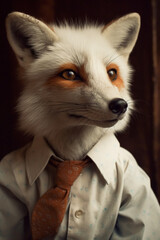 Canvas Print - Close-up of a fox dressed in clothes