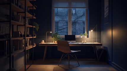 modern setup interior with table, chair and view of Paris