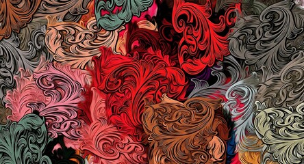 Wall Mural - Abstract texture psychedelic fractal of chaotic figures of various shapes and sizes