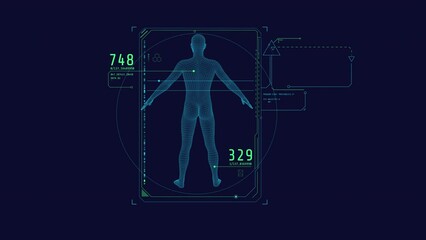 Canvas Print - looped animation of 3d human figure hud element.