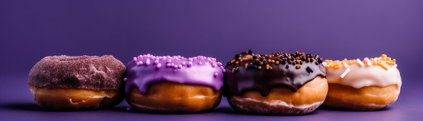 Wall Mural - A close-up banner of a delicious donut