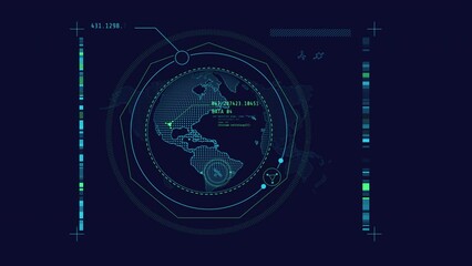 Canvas Print - looped animation of a globe between measuring scales hud element.