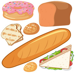 Wall Mural - Set of food cartoon isolated