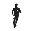 Running man, isolated vector silhouette, ink drawing. Run, front view