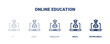 © Abstract - online education icon. Thin, light, regular, bold, black online education icon set from distance learning collection. Editable online education symbol can be used web and mobile