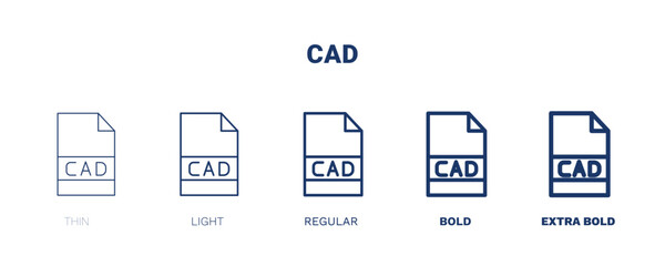 cad icon. Thin, light, regular, bold, black cad icon set from technology collection. Editable cad symbol can be used web and mobile