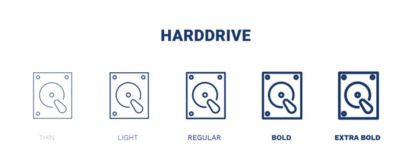 Canvas Print - harddrive icon. Thin, light, regular, bold, black harddrive icon set from hardware and equipment collection. Editable harddrive symbol can be used web and mobile