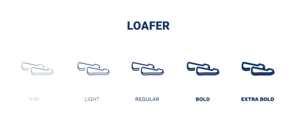 Wall Mural - loafer icon. Thin, light, regular, bold, black loafer icon set from clothes and outfit collection. Editable loafer symbol can be used web and mobile