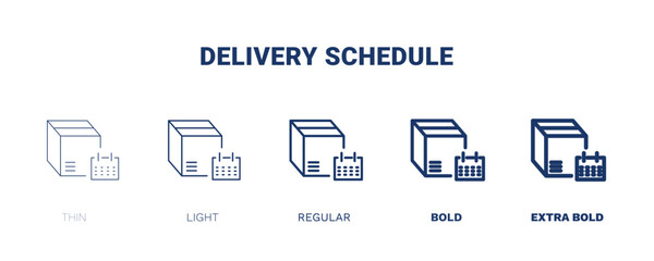 Wall Mural - delivery schedule icon. Thin, light, regular, bold, black delivery schedule icon set from delivery and logistics collection. Editable delivery schedule symbol can be used web and mobile