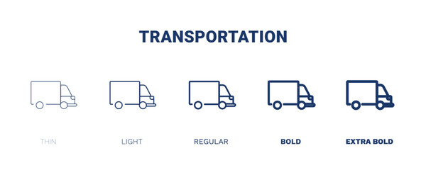 Wall Mural - transportation icon. Thin, light, regular, bold, black transportation icon set from delivery and logistics collection. Editable transportation symbol can be used web and mobile