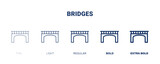 Fototapeta Londyn - bridges icon. Thin, light, regular, bold, black bridges icon set from real estate industry collection. Editable bridges symbol can be used web and mobile