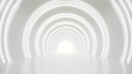 Aufkleber - abstract white futuristic circle architecture tunnel, loop animation.