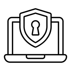 Wall Mural - Secure Laptop Thin Line Icon