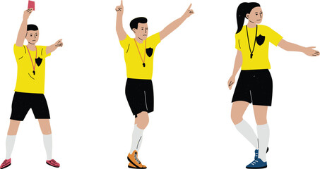 Soccer Referee. Football player in action. Flat style vector illustration.