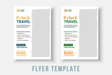 Travel Vacation Tour Agency Flyer Template Design. 
Holiday, Summer travel and tourism flyer or poster 
template design. Business Brochure, Template or Flyer design.