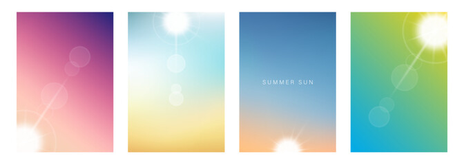 Poster - Summer Sun. Summertime backgrounds with soft color gradients. Sunrise and Sundown. Templates for your seasonal graphic design. Vector illustration.