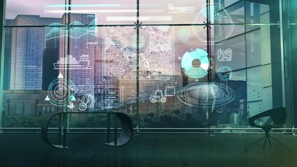 Wall Mural - infographics about cargo transportation and logistics. 3d render.